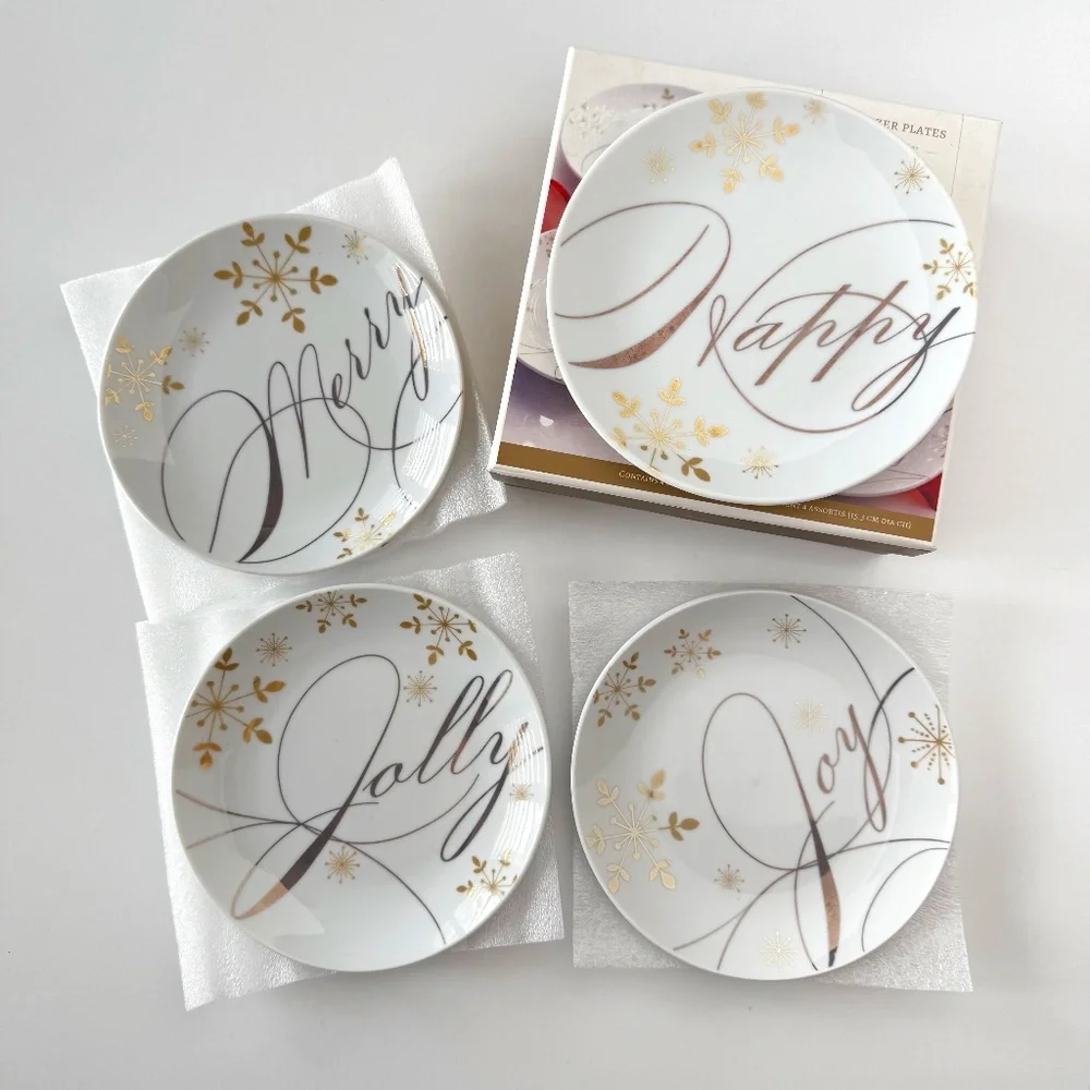 Pier 1 Imports Holiday Appetizer Plates Set of 4 in Box